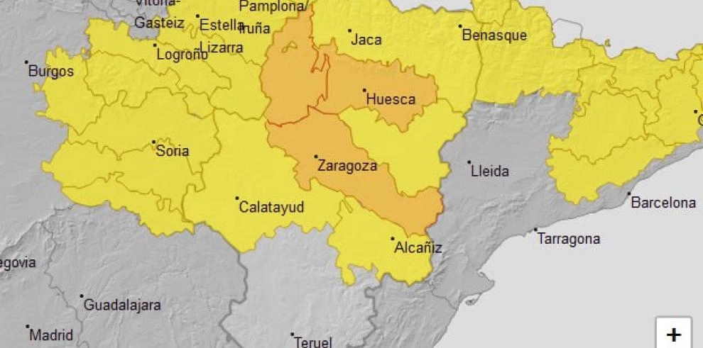 Imagen del artículo Aviso nivel naranja por lluvias en Huesca Centro, Cinco Villas y Ribera del Ebro este domingo