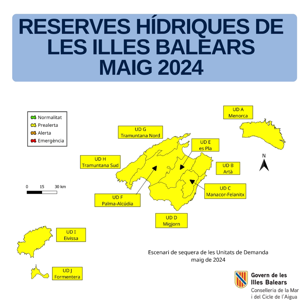 Imagen del artículo Las reservas hídricas en Balears se sitúan en el 52% en mayo, con todo el archipiélago en situación de prealerta