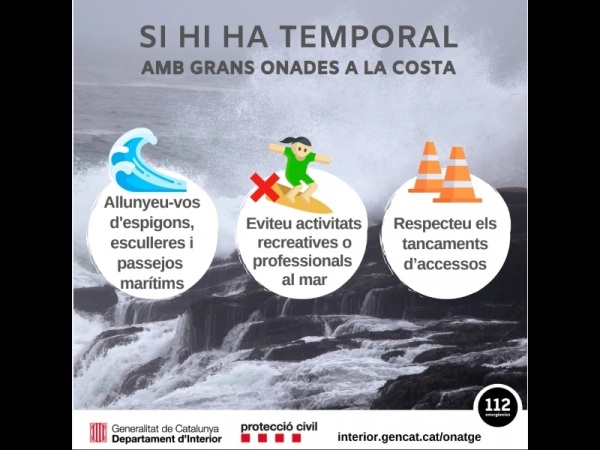 Imagen del artículo Activada l'alerta per fort onatge a tota la costa catalana