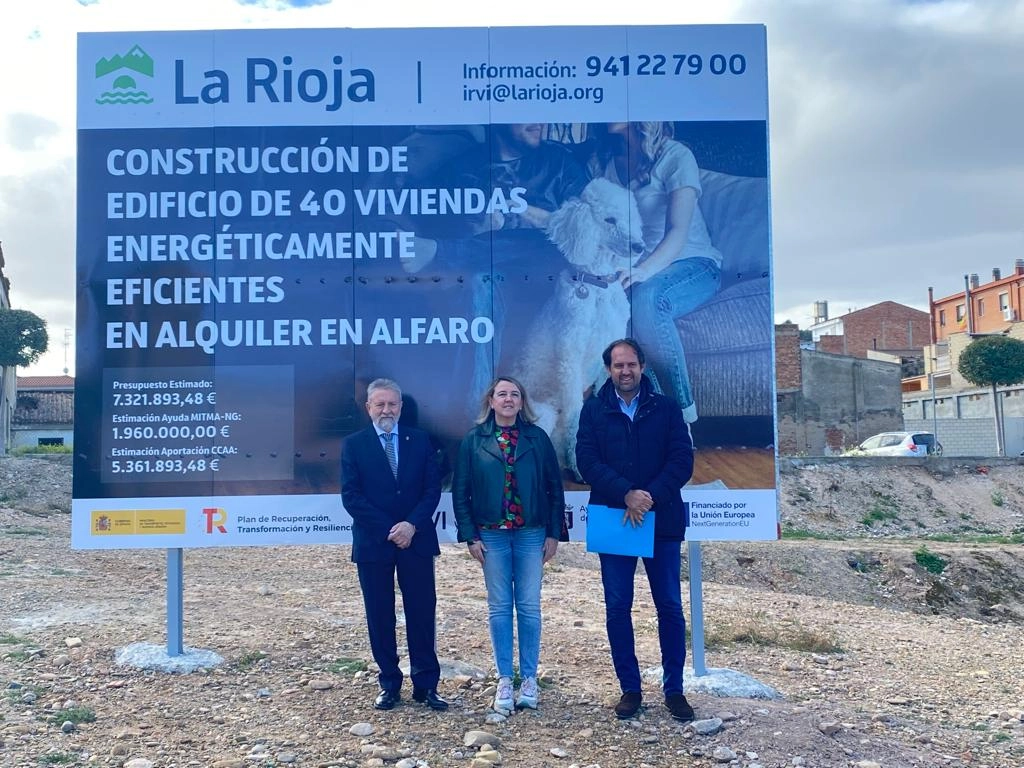 Imagen del artículo El Gobierno de La Rioja construirá a través del IRVI 40 viviendas accesibles y sostenibles en Alfaro para el alquiler asequible con el apoyo de fondos europeos