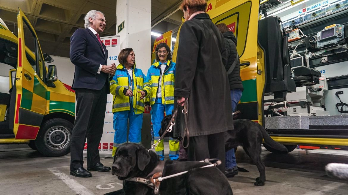 Imagen del artículo La Comunidad de Madrid estrena acompañamiento de perros de asistencia en los traslados de ambulancia del SUMMA 112