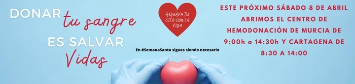 Imagen del artículo El Centro Regional de Hemodonación invita a donar sangre en Semana Santa y Fiestas de Primavera