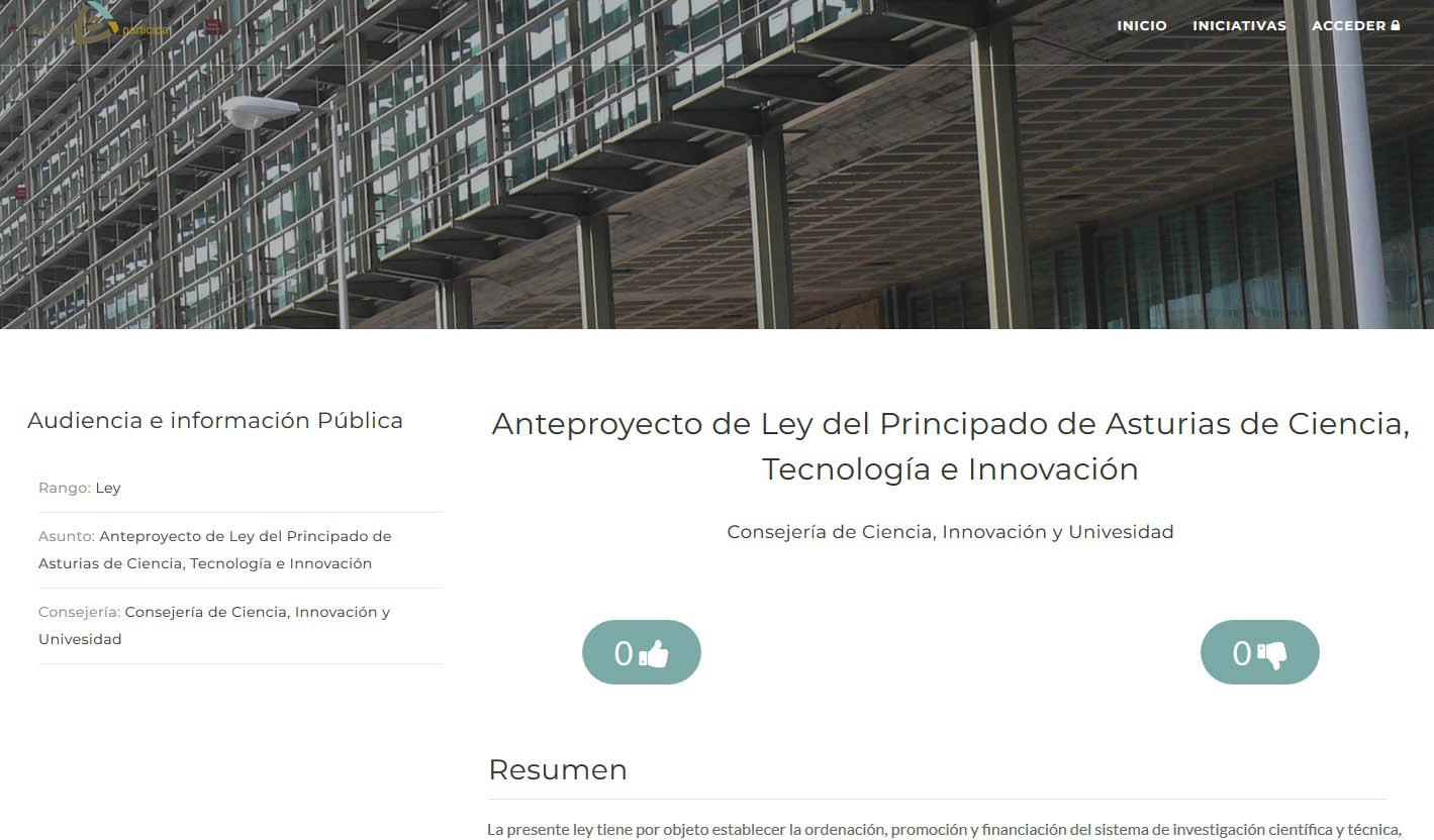 Imagen del artículo El Gobierno de Asturias somete a audiencia pública el anteproyecto de la Ley de Ciencia, Tecnología e Innovación
